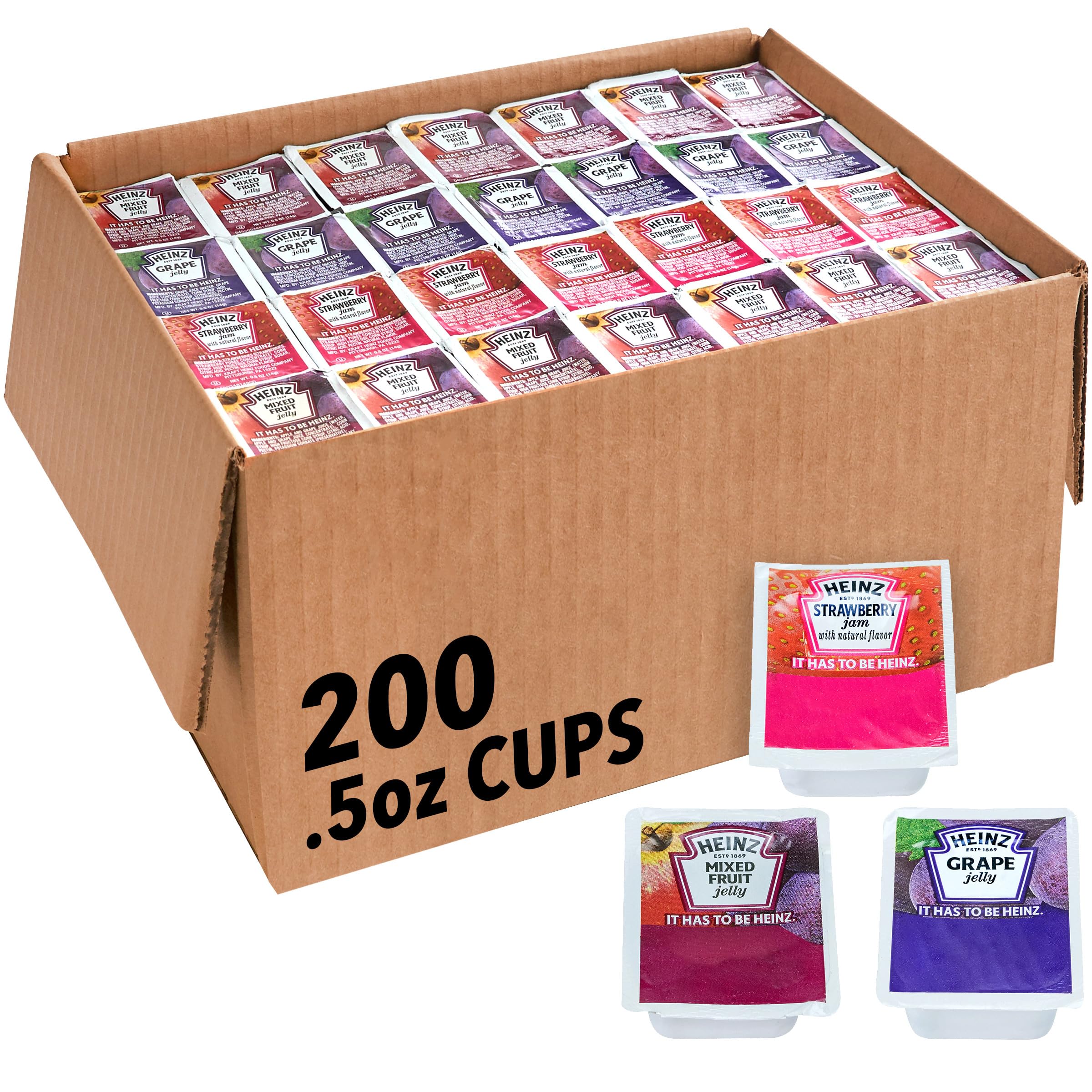 Heinz Jelly & Jam Assortment (0.5 oz Packets, Pack of 200)