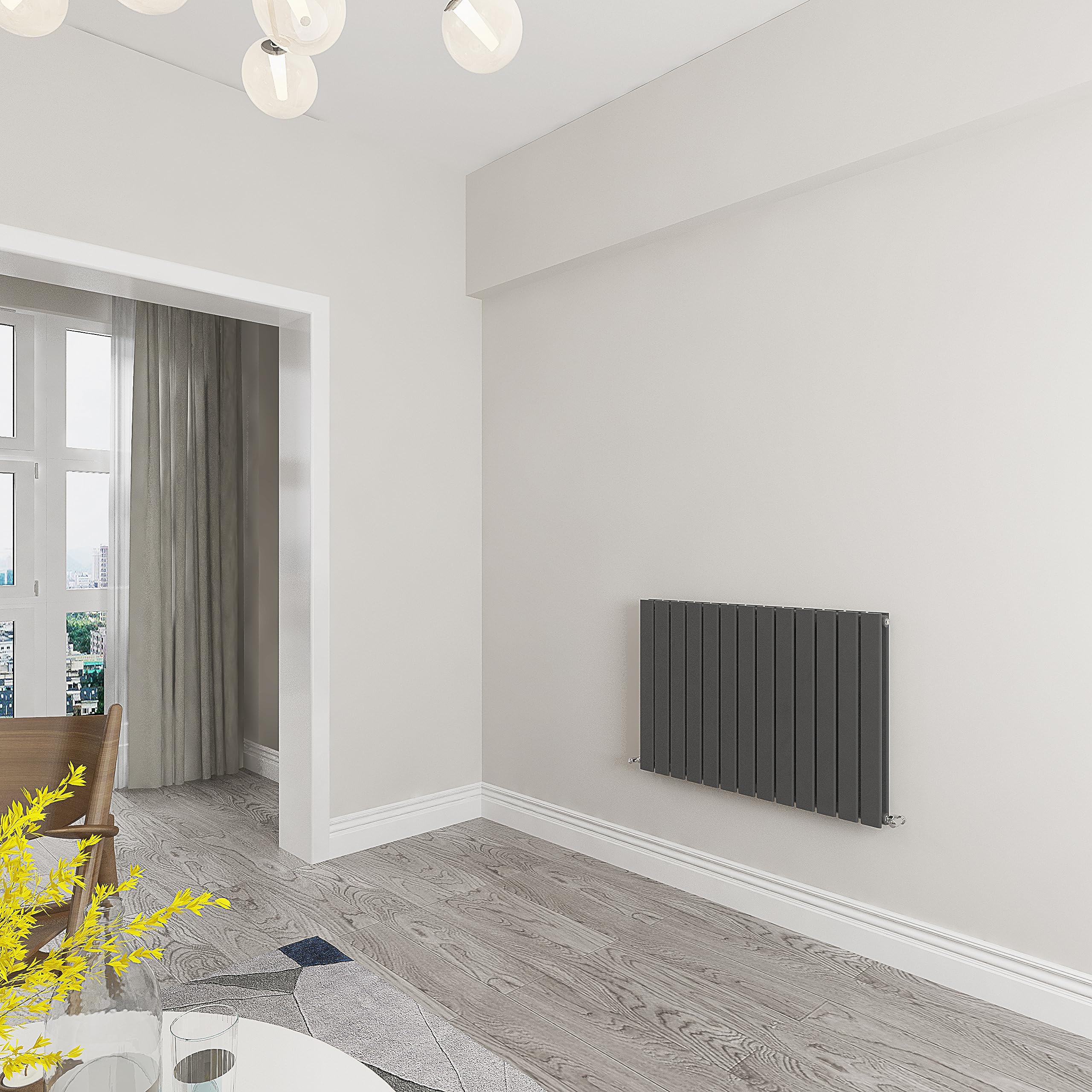 Skybathroom | 600x884mm Horizontal Anthracite Flat Double Panel Central Heating Radiator