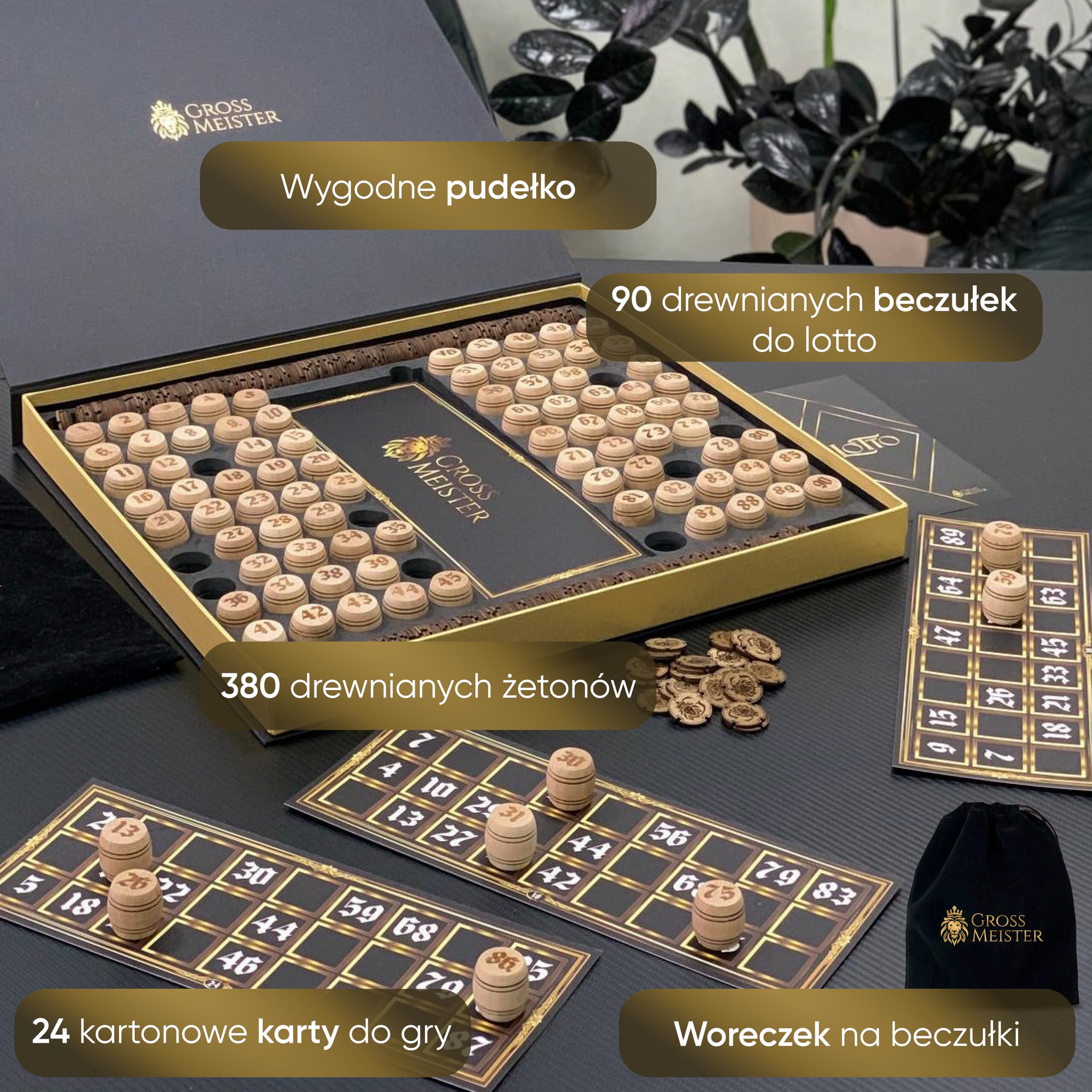 Ręcznie wykonana gra lotto premium z drewna – klasyczny zestaw bingo z ponumerowanymi drewnianymi beczkami i kartami do gry – gra towarzyska dla dzieci i dorosłych – gra rodzinna i gra