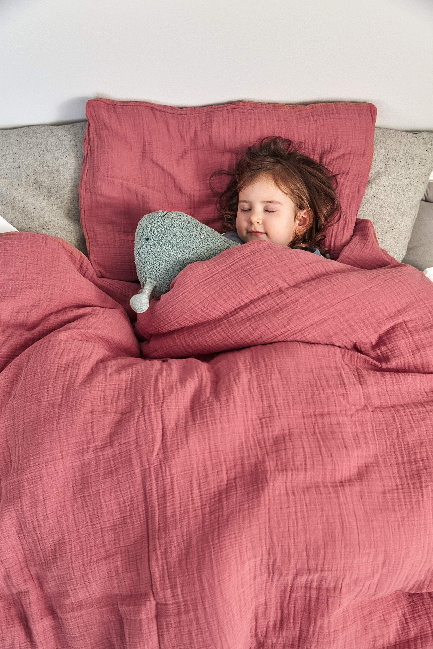 LÄSSIG Housse de Couette pour Bébé Gots Mousseline Rosewood 100 x 140 cm/Oreiller 40 x 60 cm 6 Unité