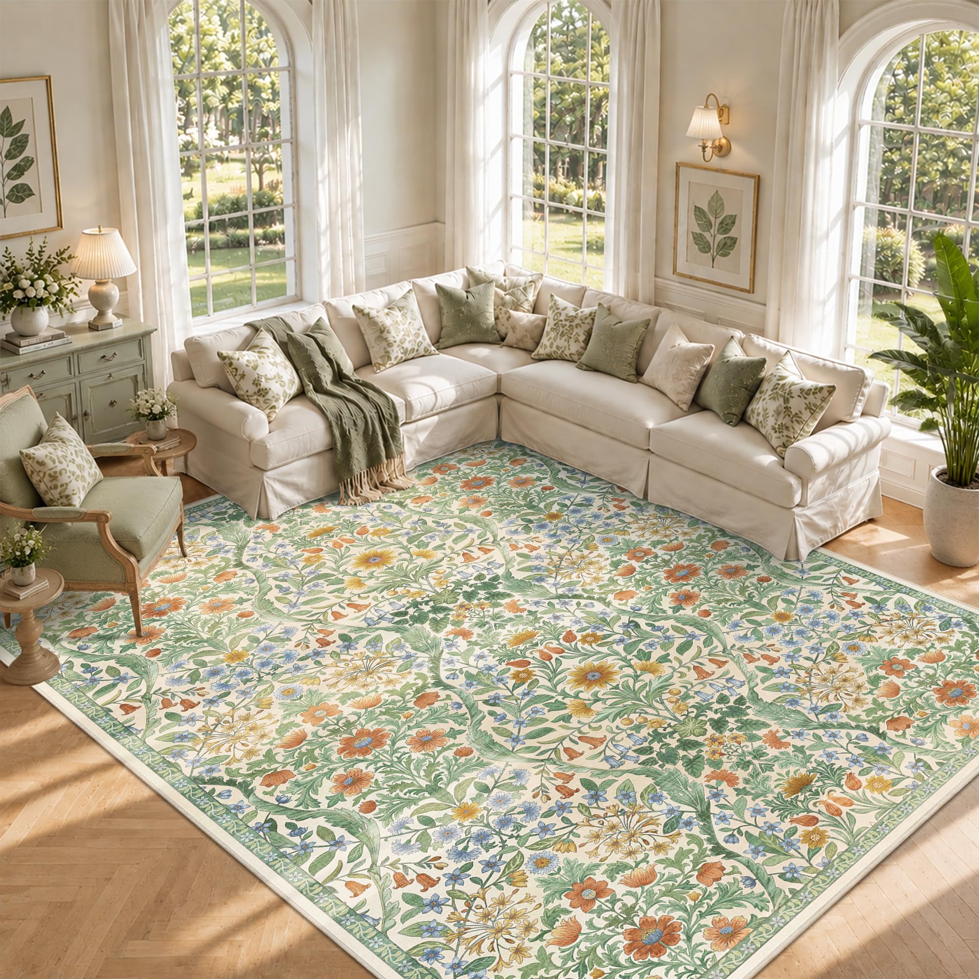 10x14 Large Floral Area Rug Soft Living Room Rug Indoor Carpet