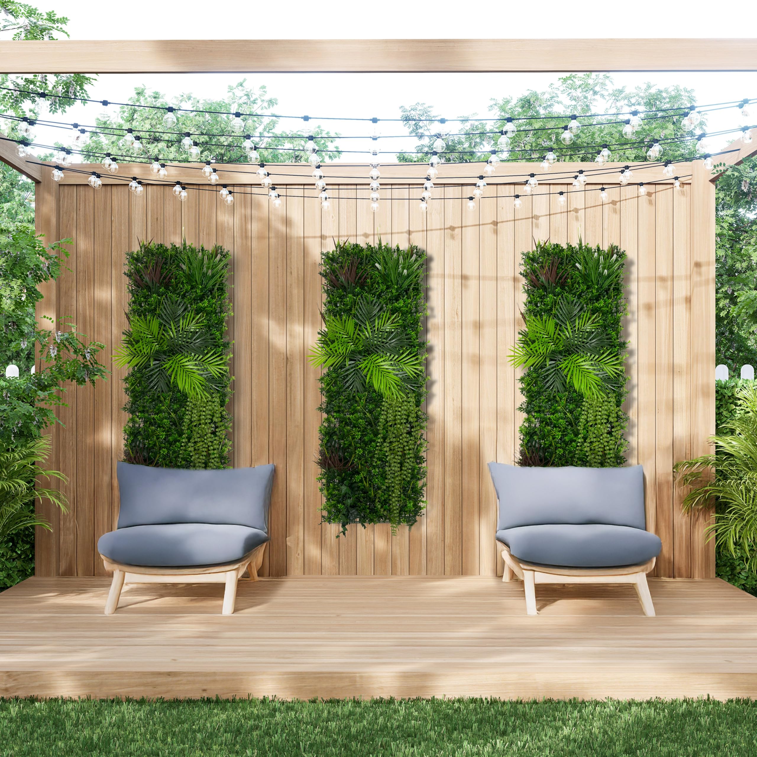 Parete con Piante Artificiali 50x150cm (2Pz) Alina Foliage Verde Realistico per Interni ed Esterni – Resistente agli Agenti Atmosferici e ai Raggi UV – Recinzione, Sfondo Decorativo – Fissaggi Inclusi