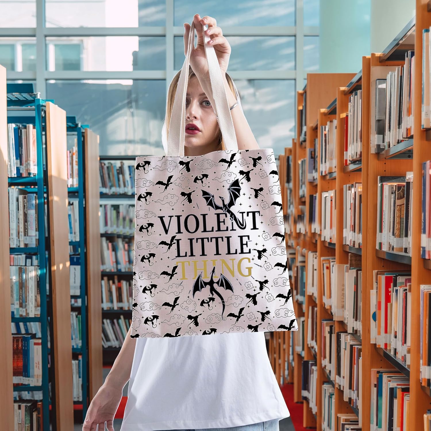 FOTAP 4th Wing Merch Xaden Riorson Inspired Shopping Bag Violent Little Thing Tote Bag Bookish Gift Fantasy Dragon Handbag - Image 2