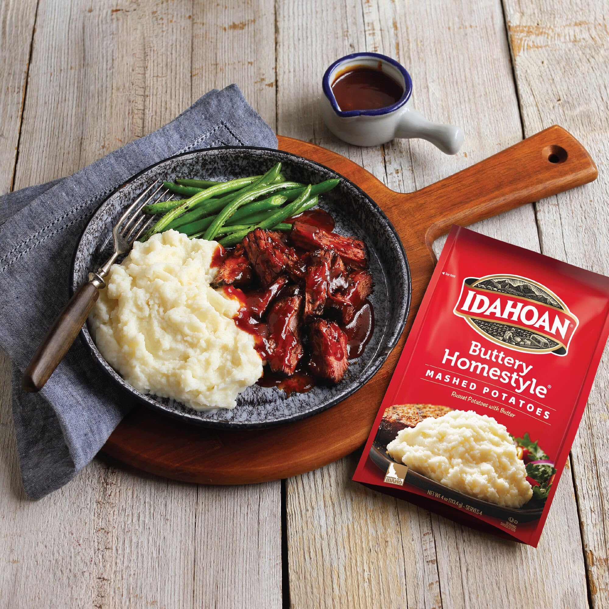 Idahoan Mashed Potatoes, Buttery Homestyle, 8 oz