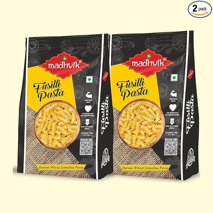 Fusilli Pasta No Maida Healthy Diet Pasta Durum Wheat Pasta No Trans Fats Healthy Vegetarian - 450gm Pack Of 2