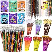 JOYIN 72 Pcs Halloween Assorted Stationery Set, 24 Packs Halloween Theme Pencils, Rulers and Notepads Party Favor Set for Kids Classroom Gift Prizes, Trick or Treat Goodie Bag Filler, Non Candy Treats