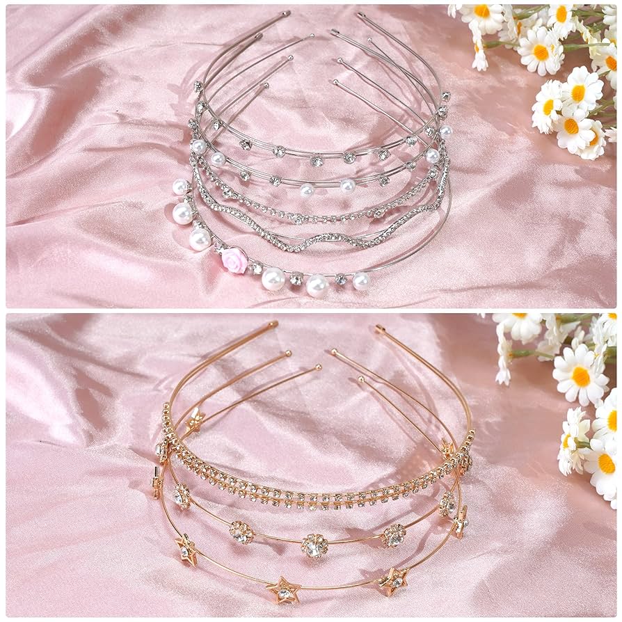 Amazon.co.jp: Yxiang 8個 クリスタルヘッドバンド 女性用 真珠