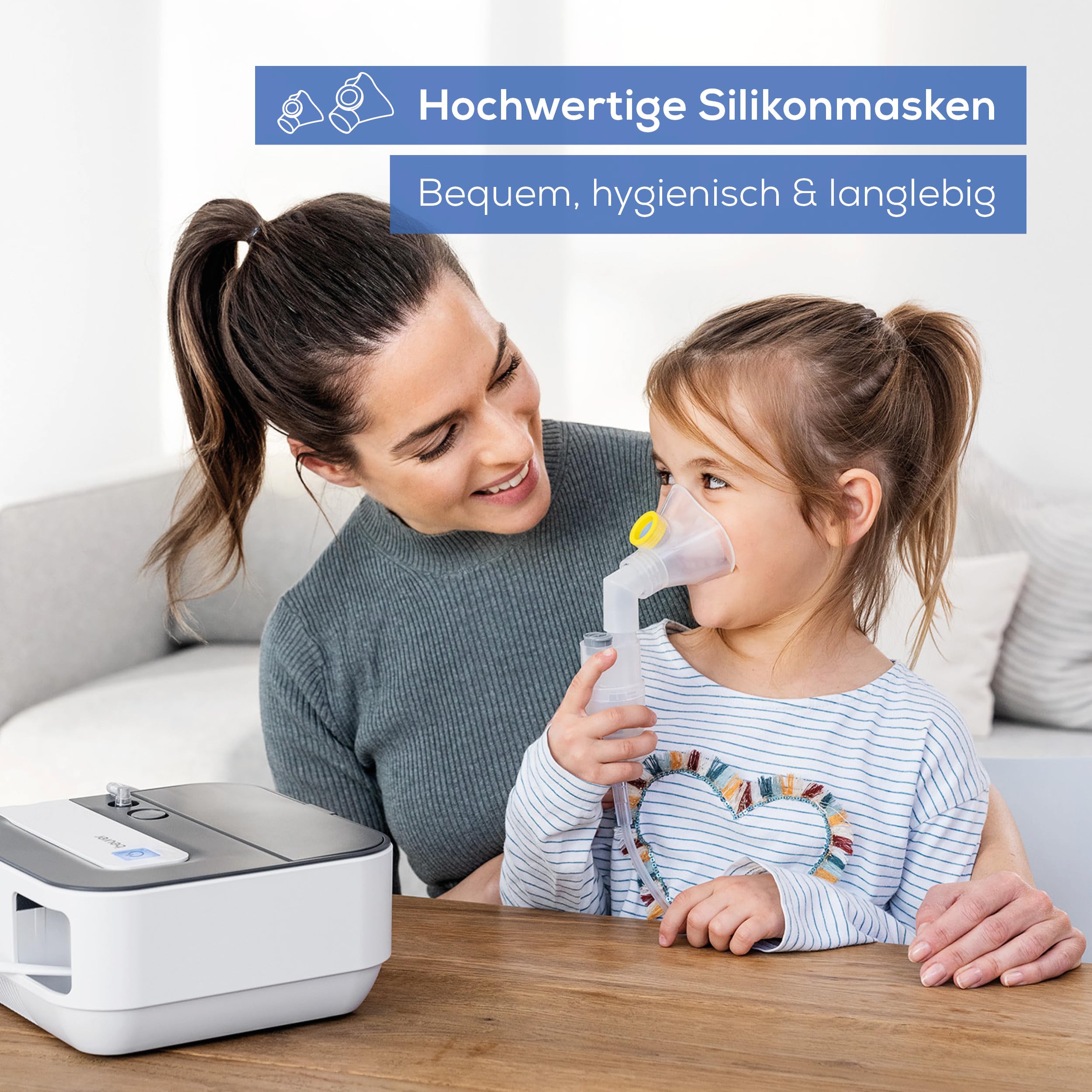 Beurer IH 28 Pro Inhalator, Verneblerset mit hochwertigen Silikonmasken & Nasendusche, hohe Vernebelungsleistung, Inhalationsgerät zur Atemwegstherapie, für Kinder & Erwachsene