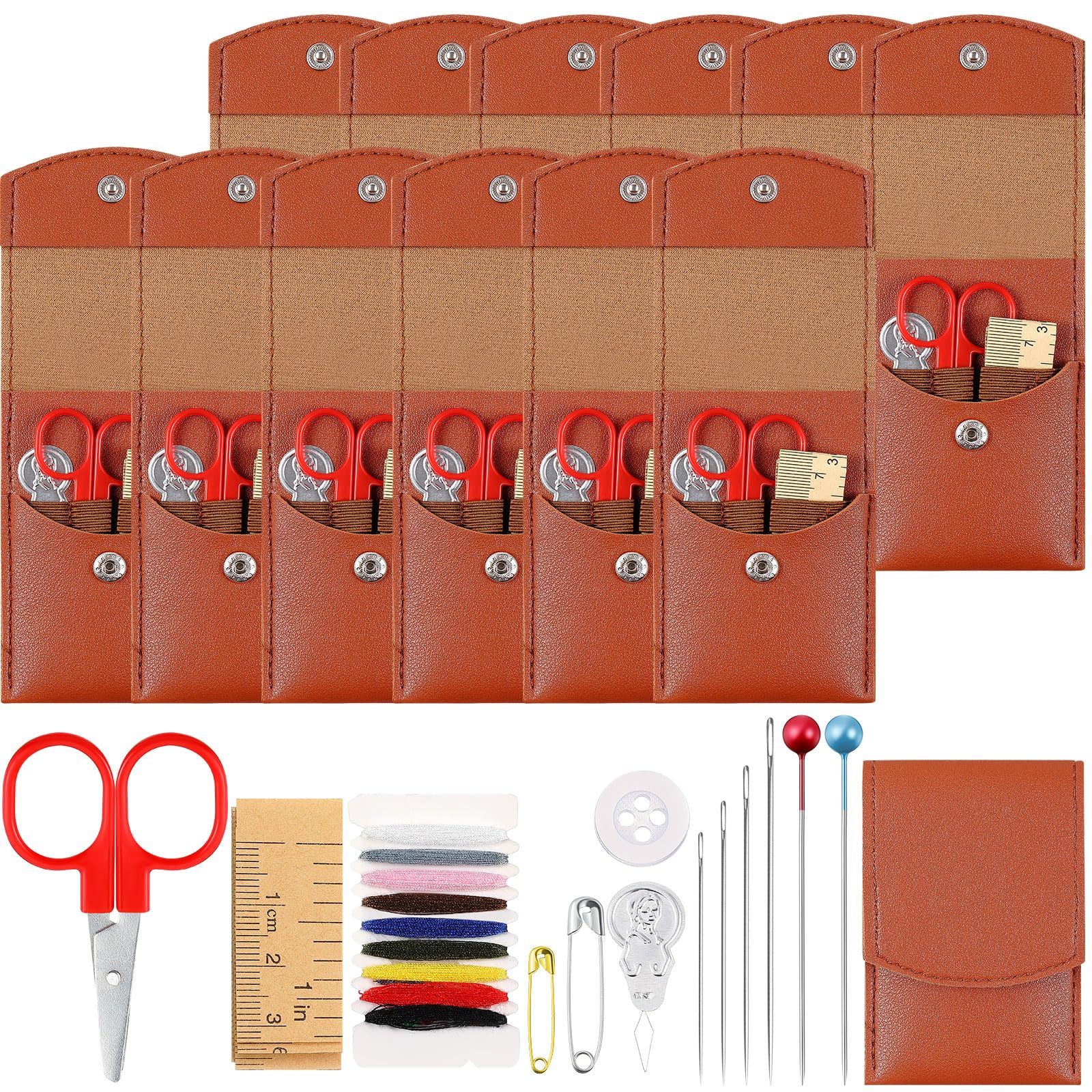 FineCheer Juego de 12 juegos de costura de viaje, juego de bolsa de costura portátil, kit de reparación de hilos con agujas, botón de hilos, suministros de bricolaje con accesorios para adultos,