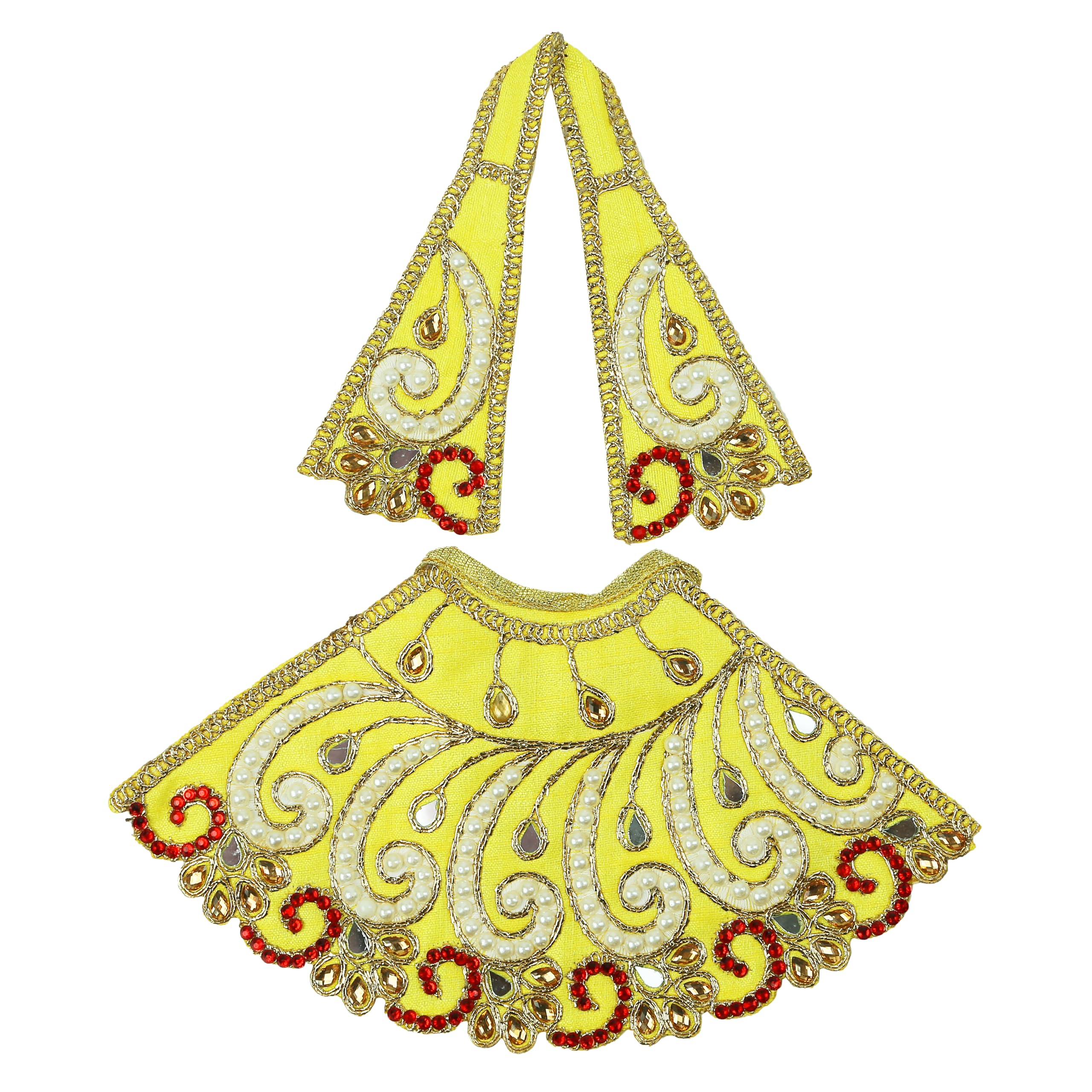 Decorative Laxmi Durga Devi MATA Dress poshak vastra Cloth lehanga Chunari Puja Item for Idol Statues for Indian Traditional Holi Festival Pooja Decoration (Size:- 5")(Yellow)