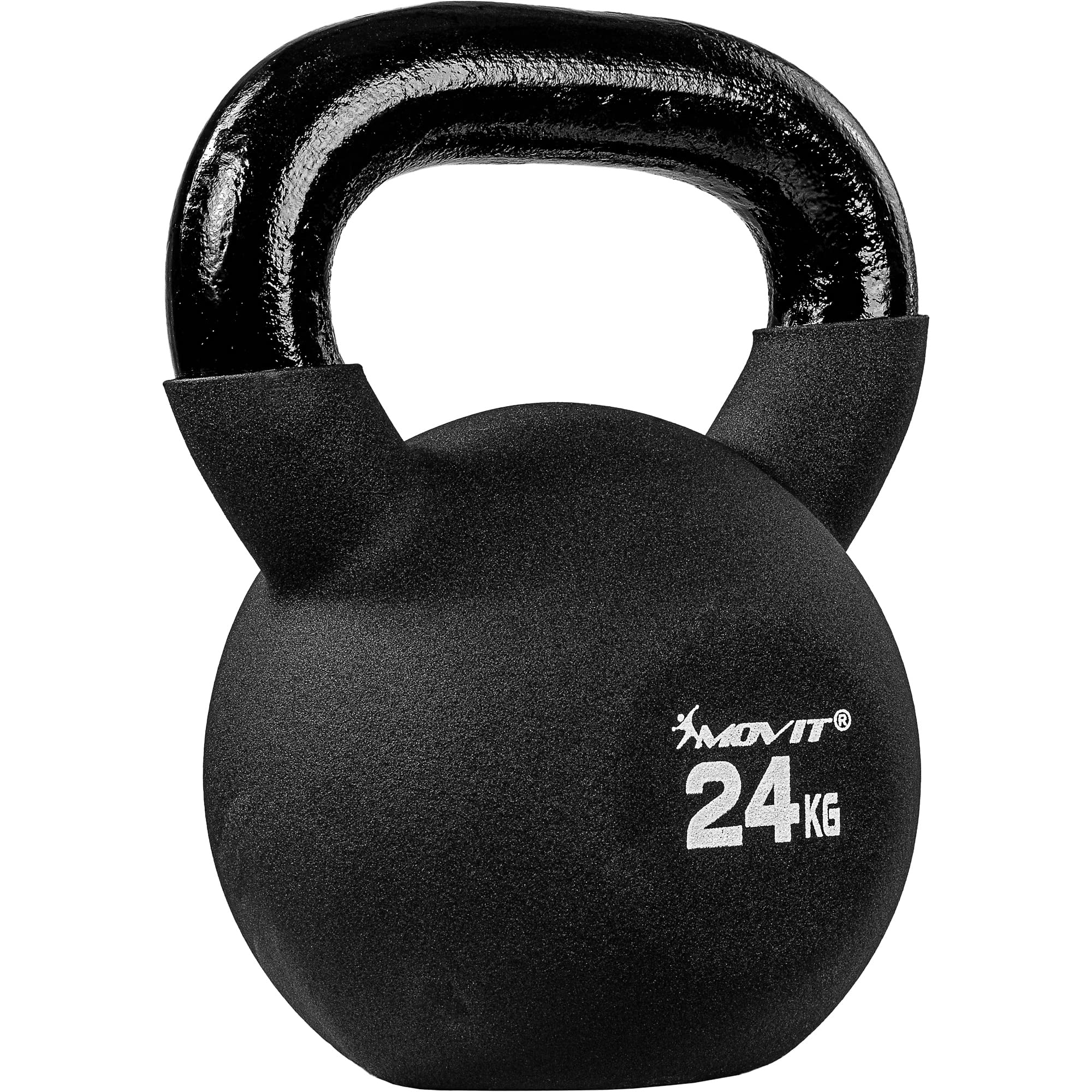 MOVIT Kettlebell PRO in Ghisa Con Rivestimento in Neoprene - 12 Varianti da 2 a 24 kg, Testato per Sostanze Nocive, Peso a Sfera Oscillante