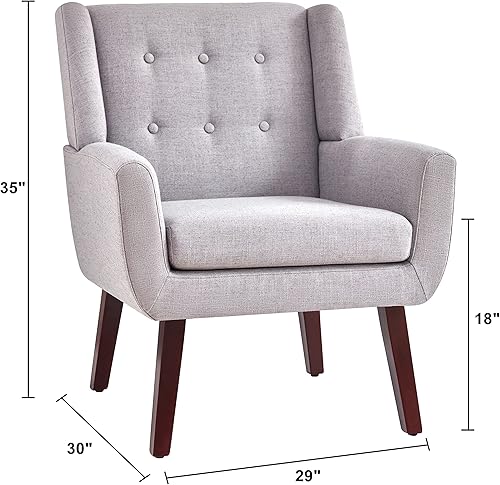 Miniatura 2 de HUIMO Accent Chair, Armchair, Linen Fabric Sofa Chairs for Bedroom, Living Room, Upholstered Button Tufted Mid Century Modern Comfy Reading