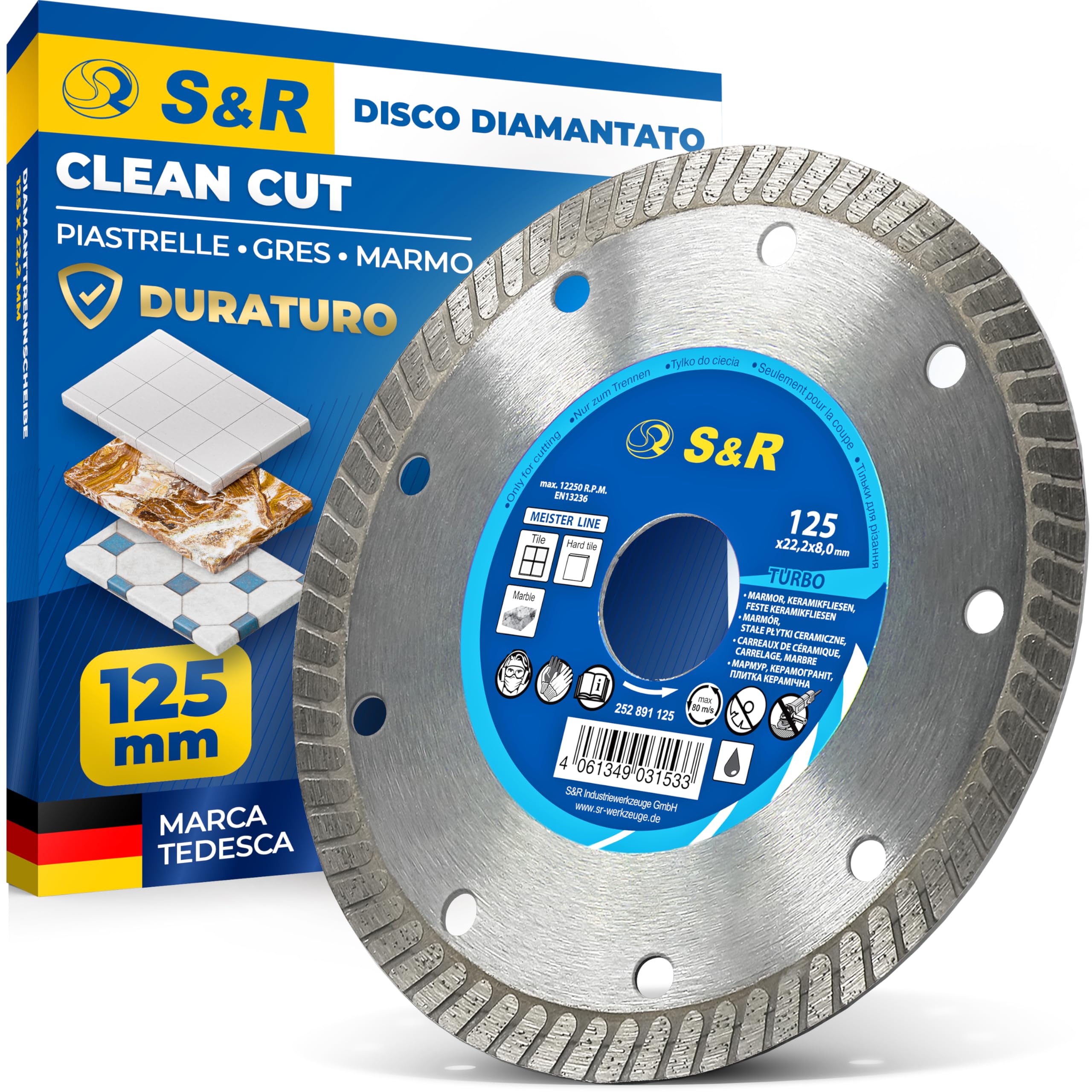 Disco Diamantato S&R 125mm Per Gres Porcellanato E Marmo - Per Smerigliatrici, Taglio A Secco/Umido - Foto 5