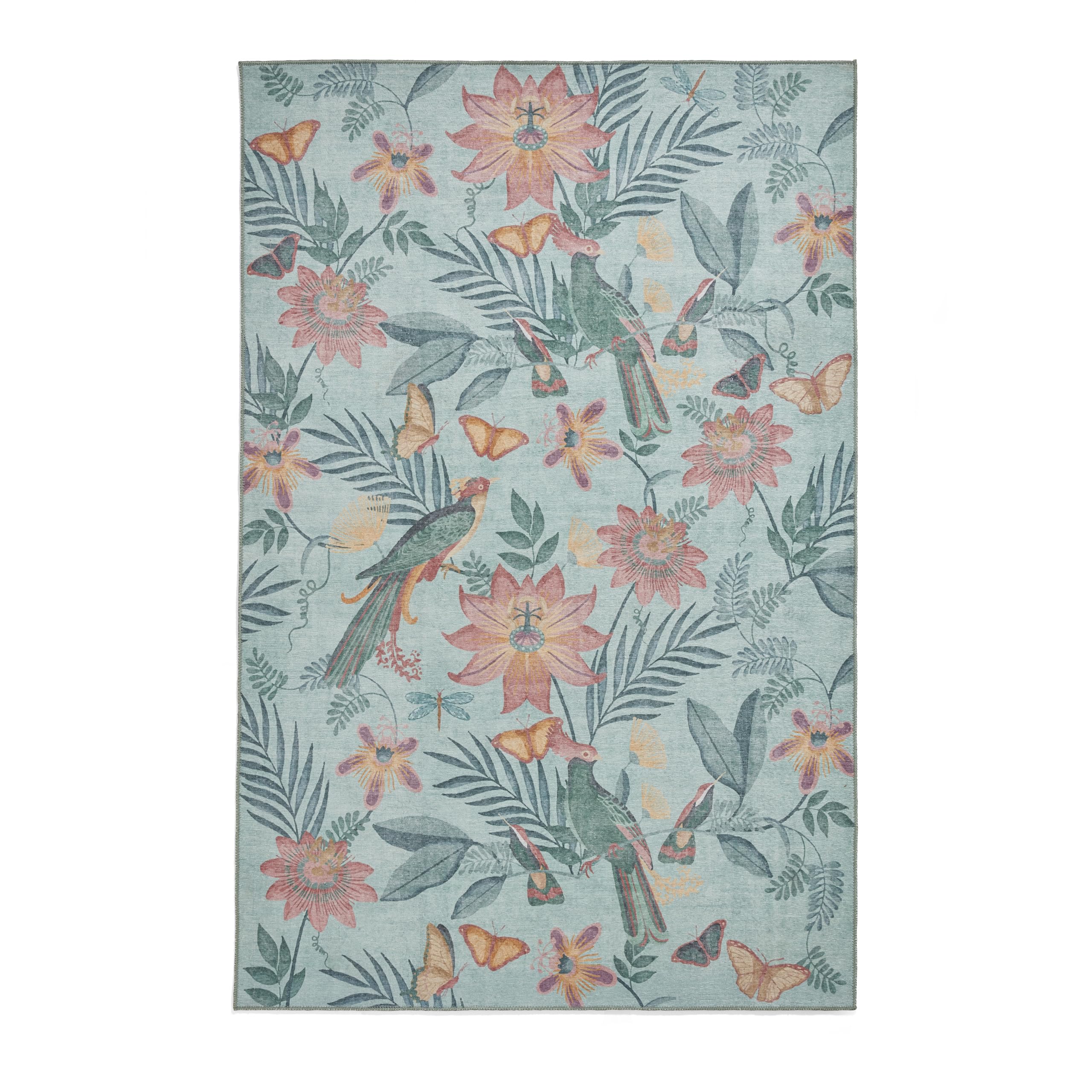 Catherine Lansfield Green Amaya Birds Rug 150X230