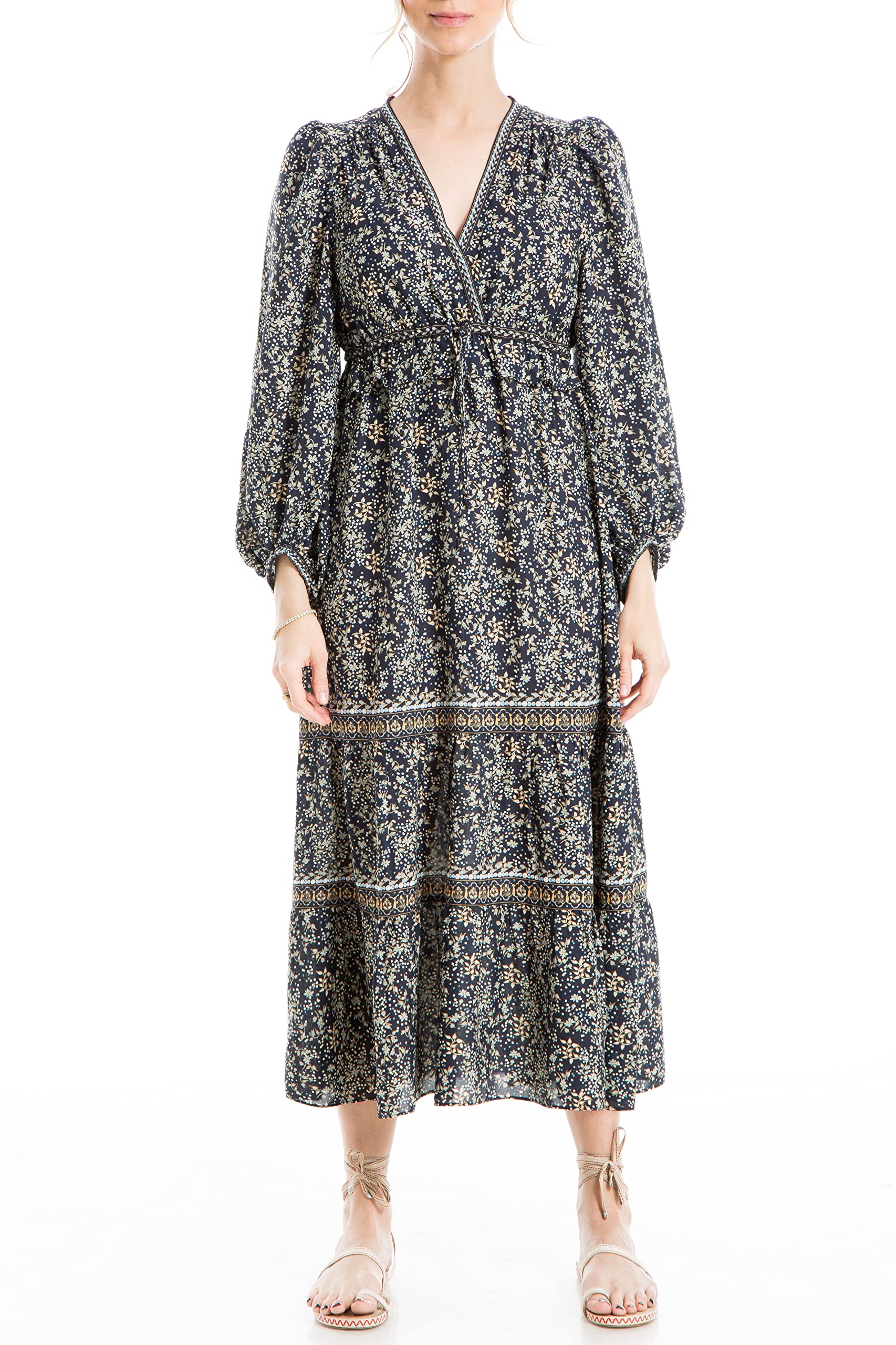 Max StudioWomen's Long Sleeve Tiered Maxi Dress