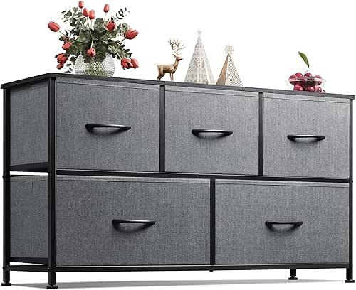 WLIVE Dresser for Bedroom with 5 Drawers, Wide Chest of