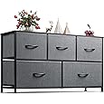 DWVO Dresser TV Stand, Fabric Dresser with 5 Drawers, Dresser for Bedroom, Wide Dresser, Storage Tower, Chest of Drawers for Closet, Living Room, Hallway, Dull Grey