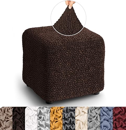 Miniatura 12 de PAULATO BY GA.I.CO. Funda para Otomana Pequeña Funda para Taburete Funda para Puf - Funda de Tela de Poliéster Suave - Protector de Muebles Elástico