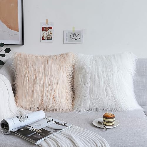 Miniatura 7 de Kevin Textile Pack de 2 Fundas Decorativas de Almohada de Nueva Serie de Lujo Estilo de Pelo Sintético para SillaSofáSillón, 12x20 Pulgadas (30 x 50