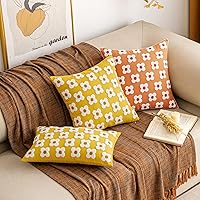 Vista 5 de EMEMA - Juego de 2 fundas decorativas para almohada de otoño, amarillas, de 18 x 18 pulgadas, con diseño de girasol jacquard y margaritas, funda