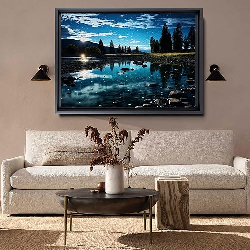 Miniatura 2 de Cool Wall Art Landscape Mountains Nature print Prints Minimalist Modern Home Artwork Decoration Night Sky With Stars, Framed Canvas Print