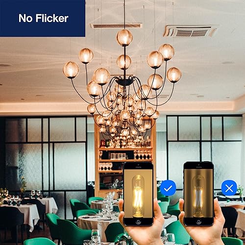 Miniatura 6 de FLSNT Bombillas LED de candelabro equivalentes a 60 W, bombillas LED regulables T6T25 para candelabro, 90+ alto CRI, 2700 K blanco suave, base E12,