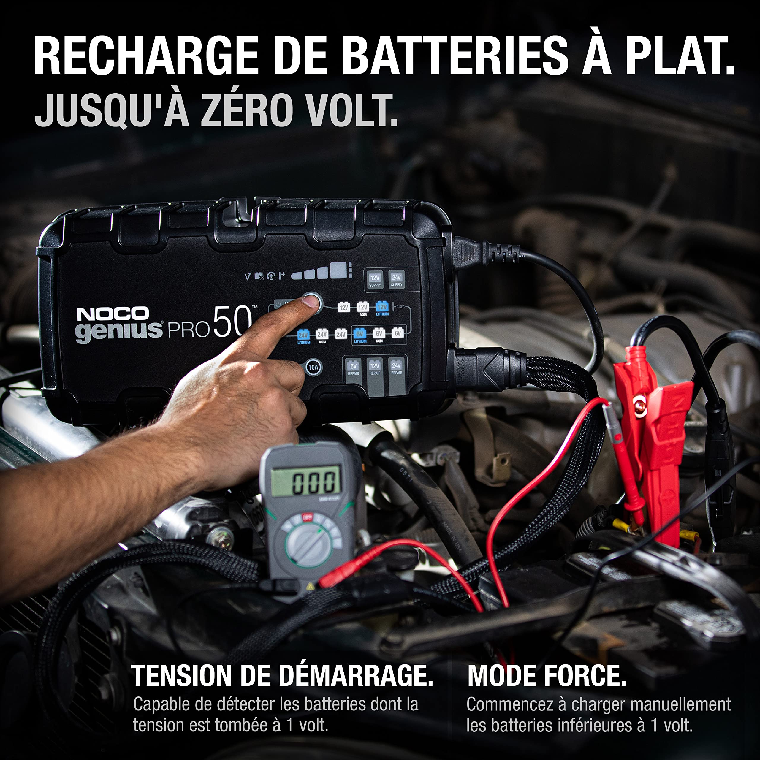 NOCO GENIUSPRO50 : Chargeur de Batterie Professionnel 50A 6V/12V/24V – Maintien, Désulfateur & Alimentation – Protection Surcharge & Compensation Thermique – pour Batteries Plomb & Lithium