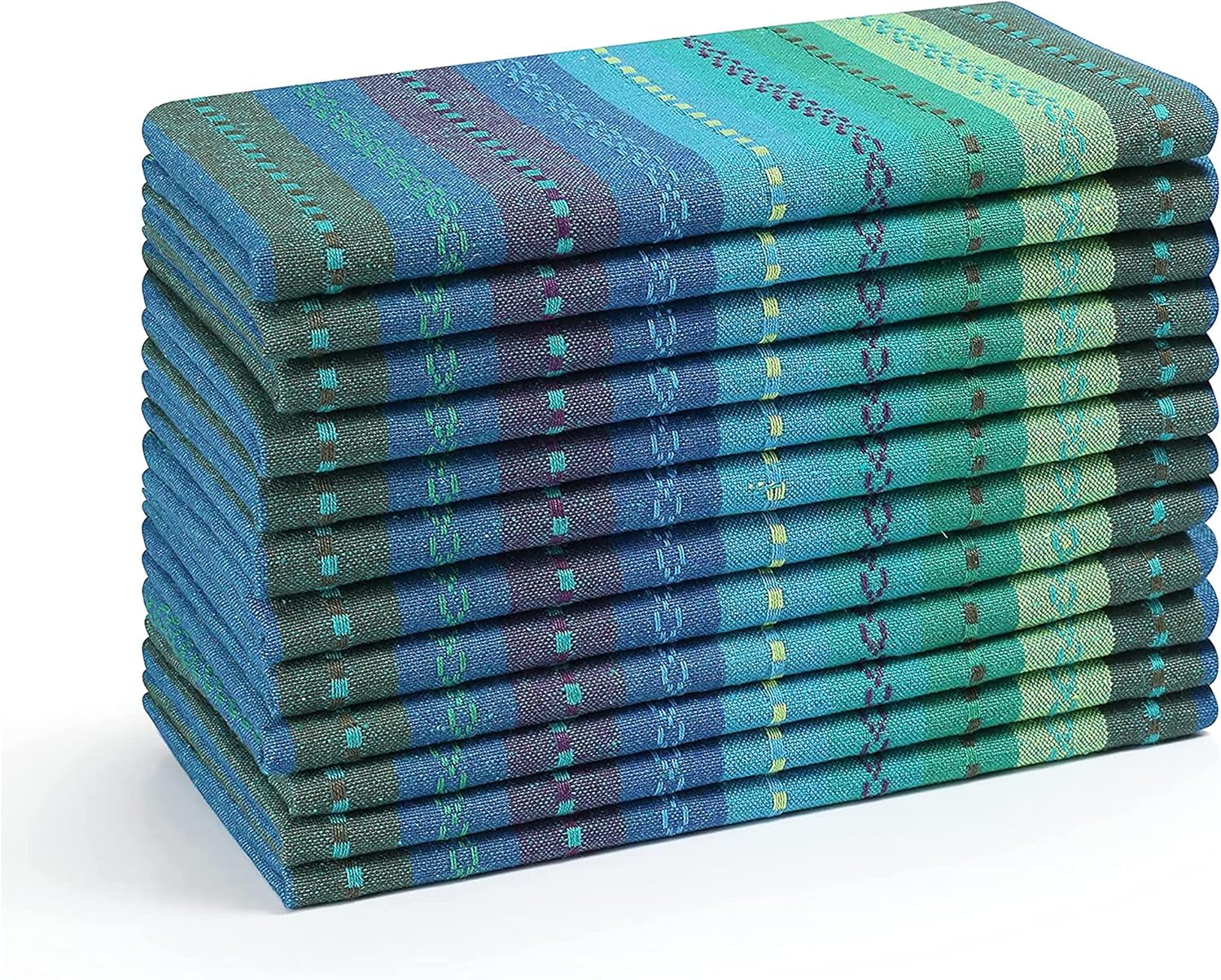 RIANGI Teal Cloth Napkins Set of 12 Cotton Hemmed, Salsa