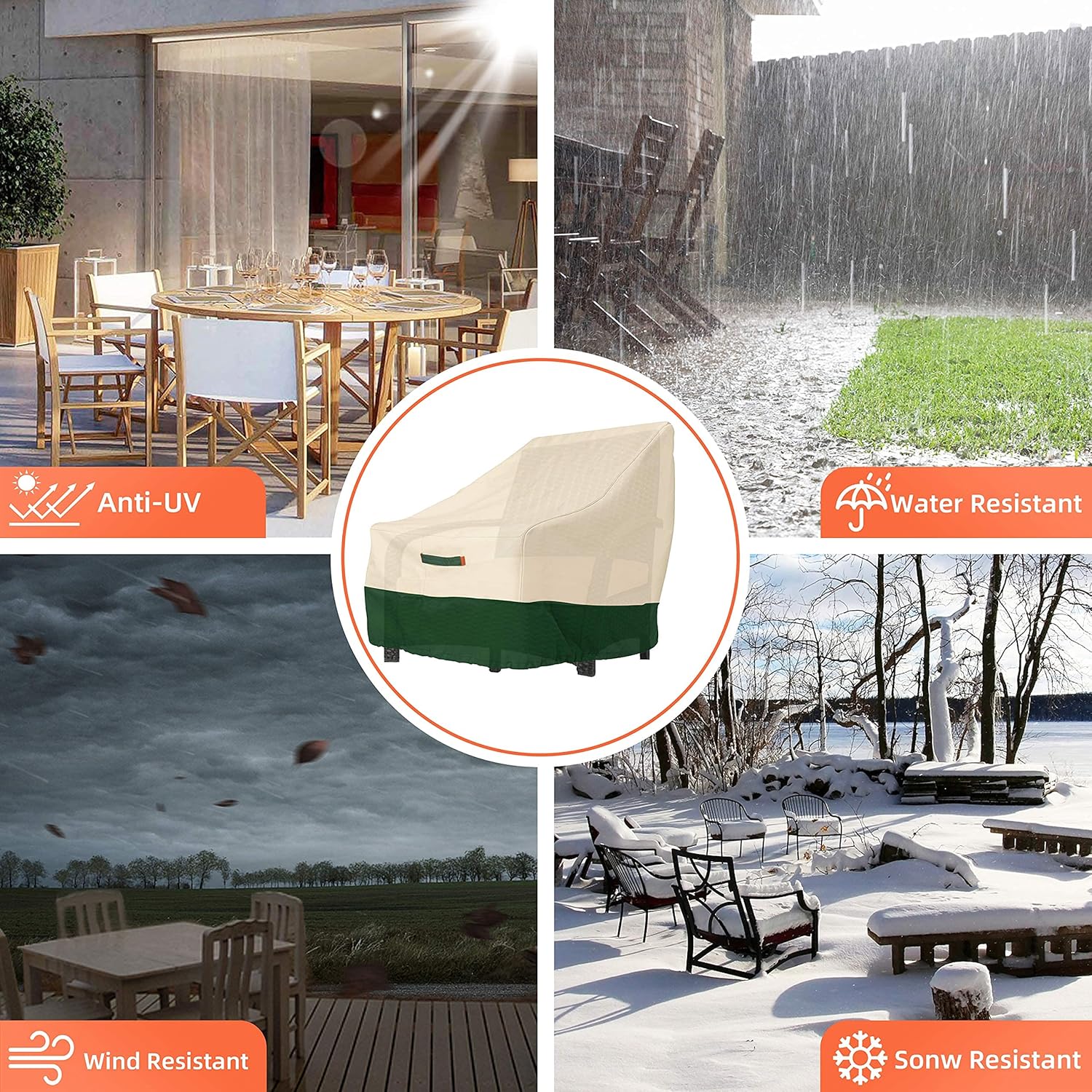VINPATIO Waterproof Patio Chair Cover, Outdoor Chair Cover, Heavy Duty 600D Oxford Fabric Lawn Patio Lounge Chair Covers with Air Vents Hem Tightened, 38" Lx37 W x32 H-1 Pack : Patio, Lawn & Garden