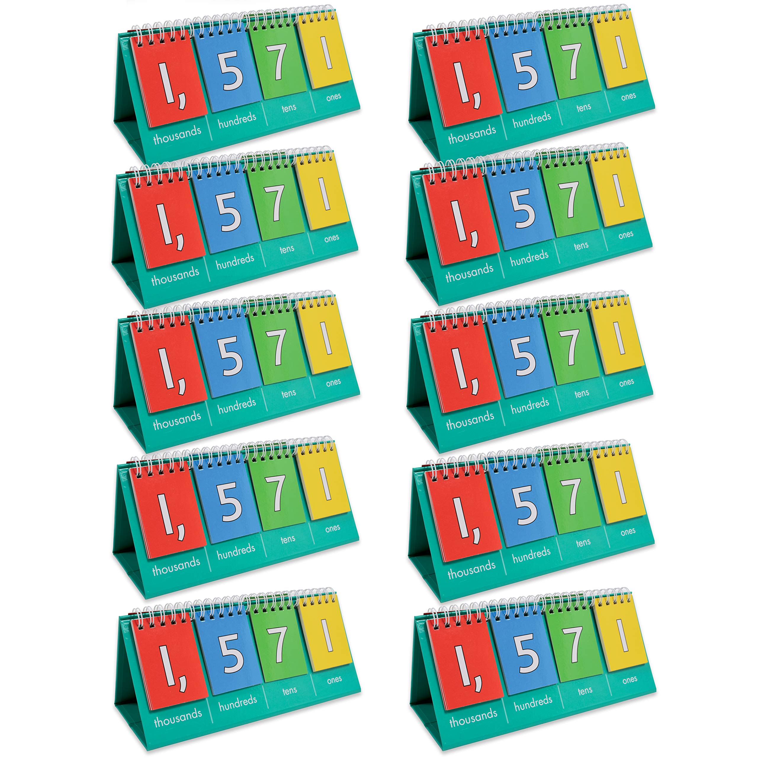 edxeducation Lot de 10 tableaux pour apprendre à compter par un, dizaines, centaines et milliers