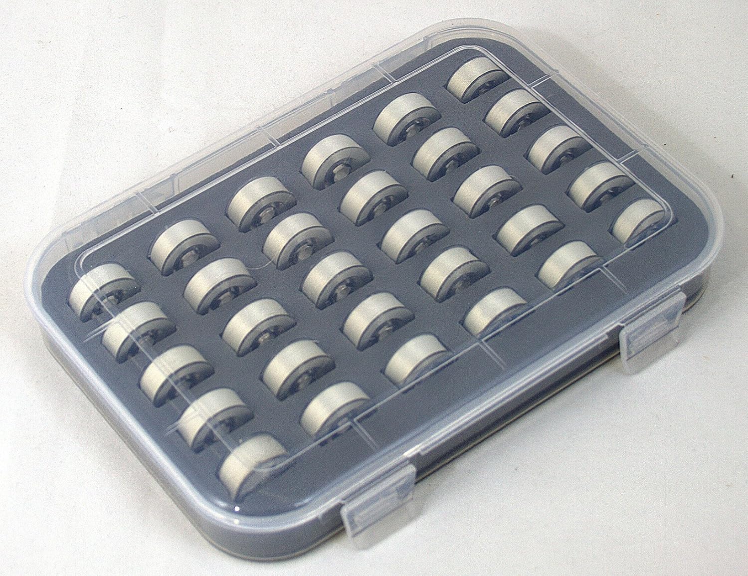 Bobbin Box Organizers with 30 L Style Prewound Bobbins White for Machine Embroidery SA155