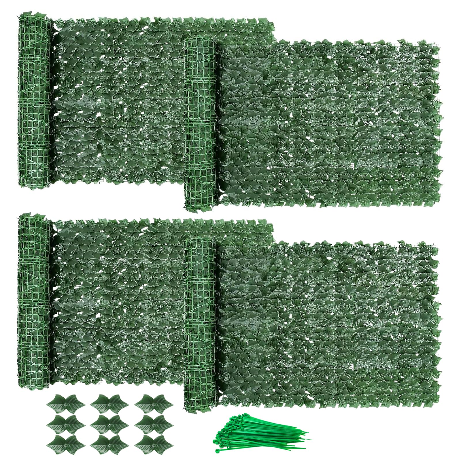 2 Stück Künstlicher Efeu Sichtschutzzaun,1M X 3M Efeu Sichtschutz Mit 200pcs Kabelbinder,UV-Schutz Sichtschutz Efeu,Balcony Privacy Screen Für Zäune, Als Für Balkone/Gärten Und Zur Verwendet