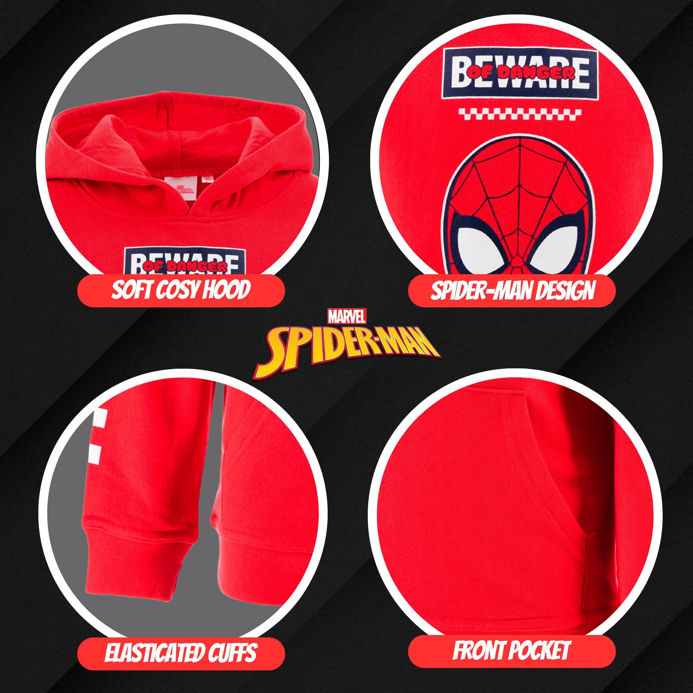 Marvel Spiderman Sweat à Capuche pour Garçon, Pull Sweatshirt Cadeau pour Enfants, Tailles 3 à 8 Ans