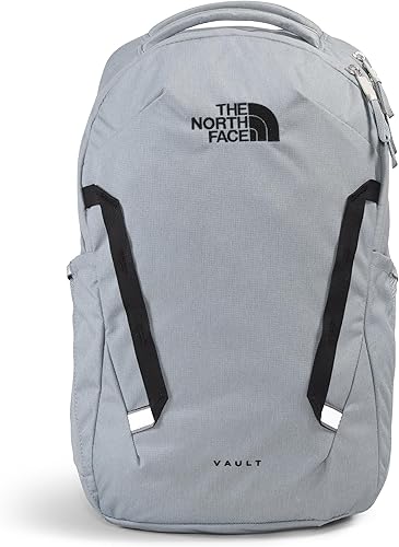 The North Face Vault Everyday Mochila para laptop Bolsa de viaje para viajeros con acabado repelente al agua, amplio compartimento principal, gris