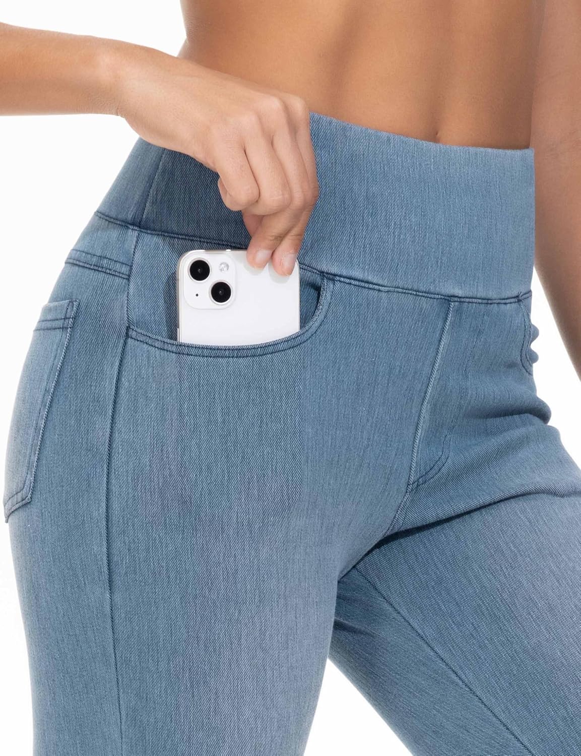 THE GYM PEOPLE Women’s High Waisted Jeggings Pants Stretchy Tummy Control Skinny Jean Leggings with Pockets