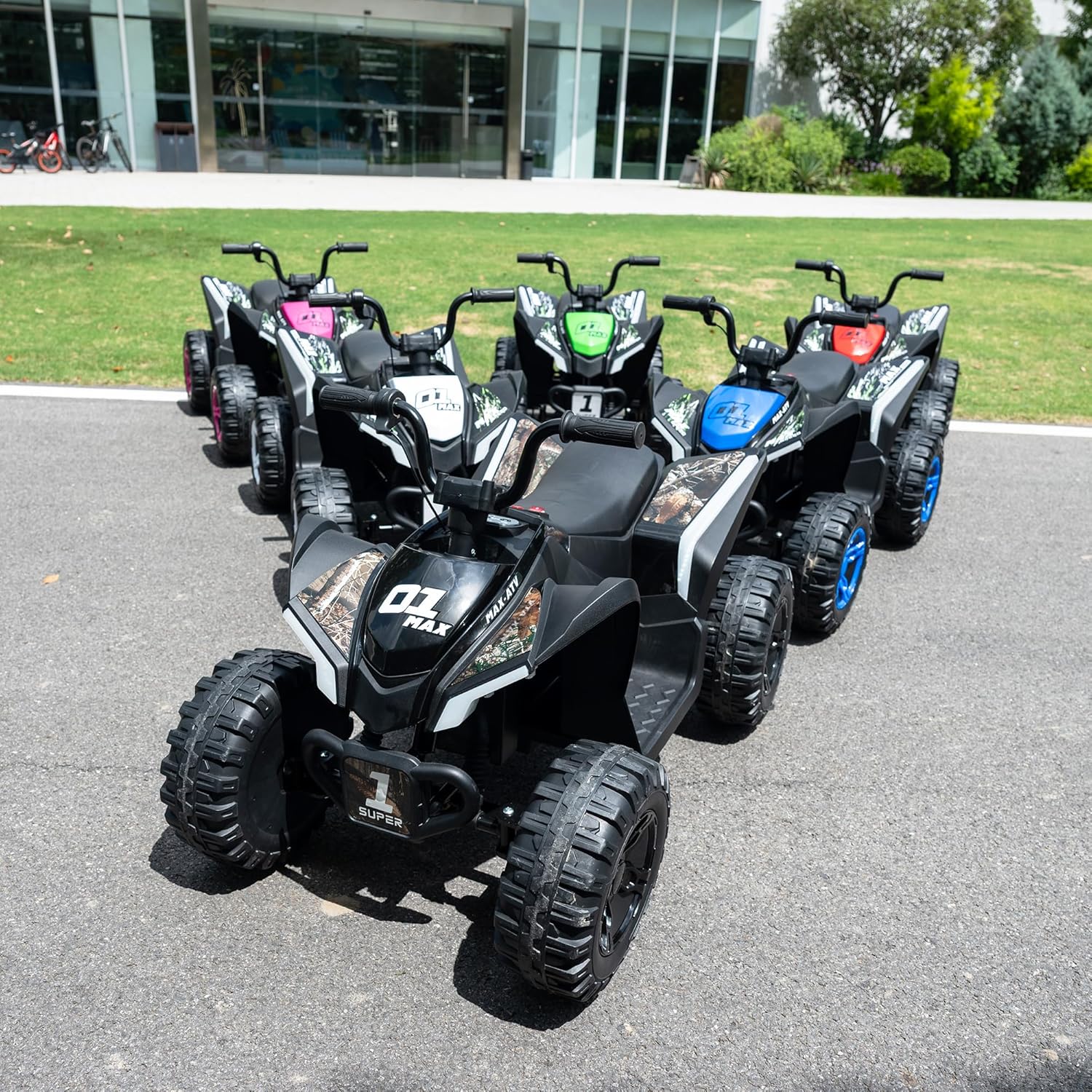 24V Kids Ride On ATV Quad, Electric 4 Wheeler with Spring Suspension, LED Headlights, Music, Twist Throttle, Off-Road Toy Vehicle, Ultimate Birthday for Boys Girls, Green