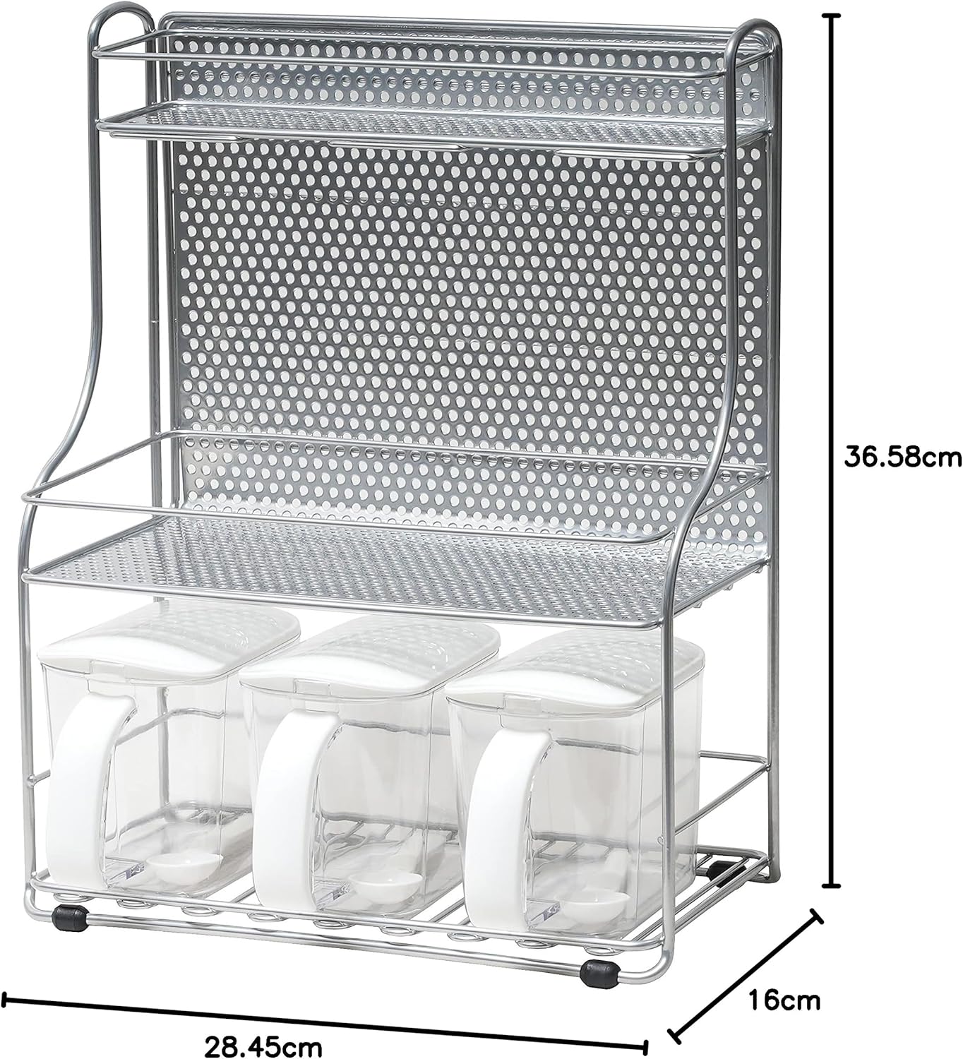 Pearl Metal H-7487 Kitchen Storage 2 Condiment Stand, 3 Tiers, Silver