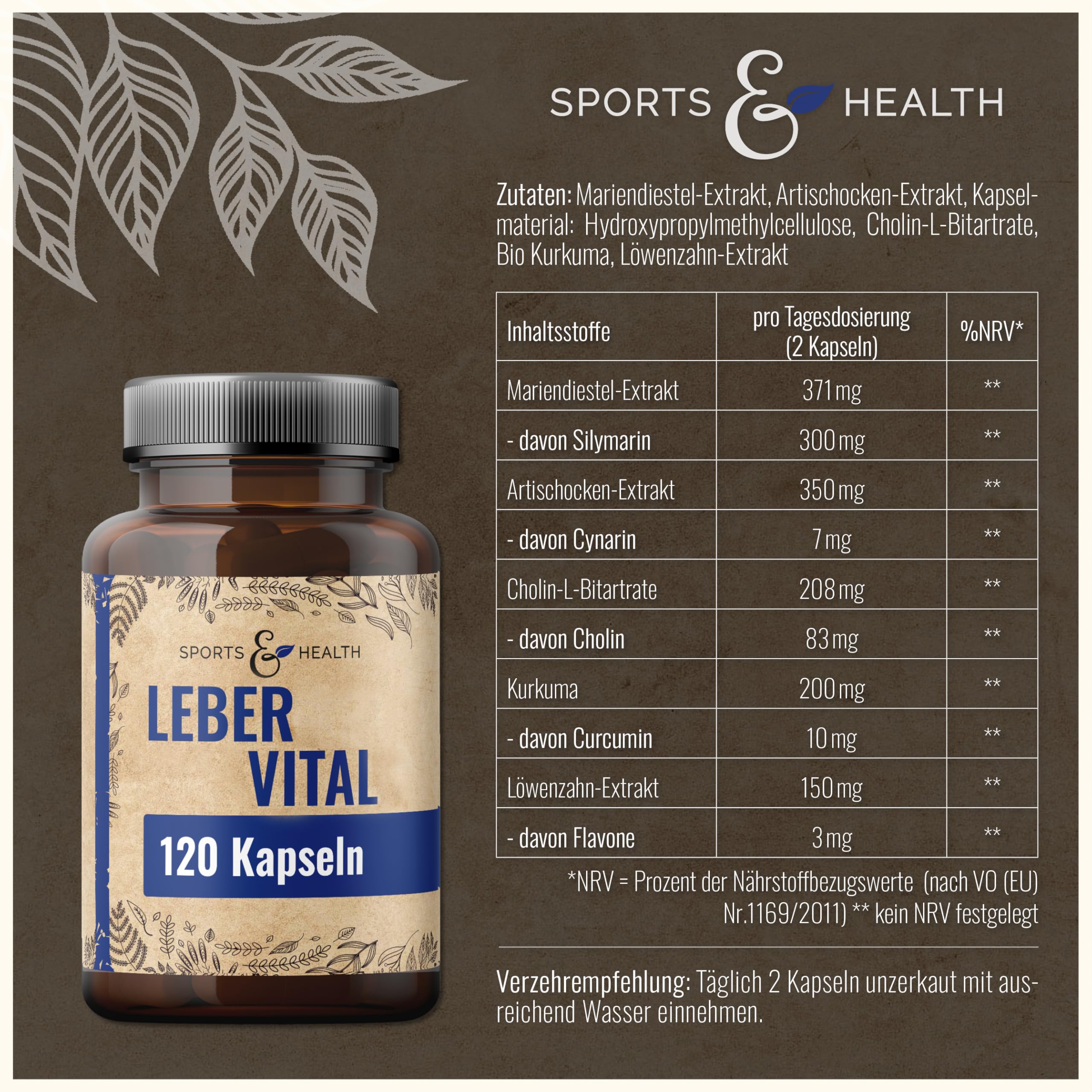 Leber Vital Mit Mariendistel Cholin Löwenzahn Und Artischocke - Hochdosiert mit 80% Silymarin