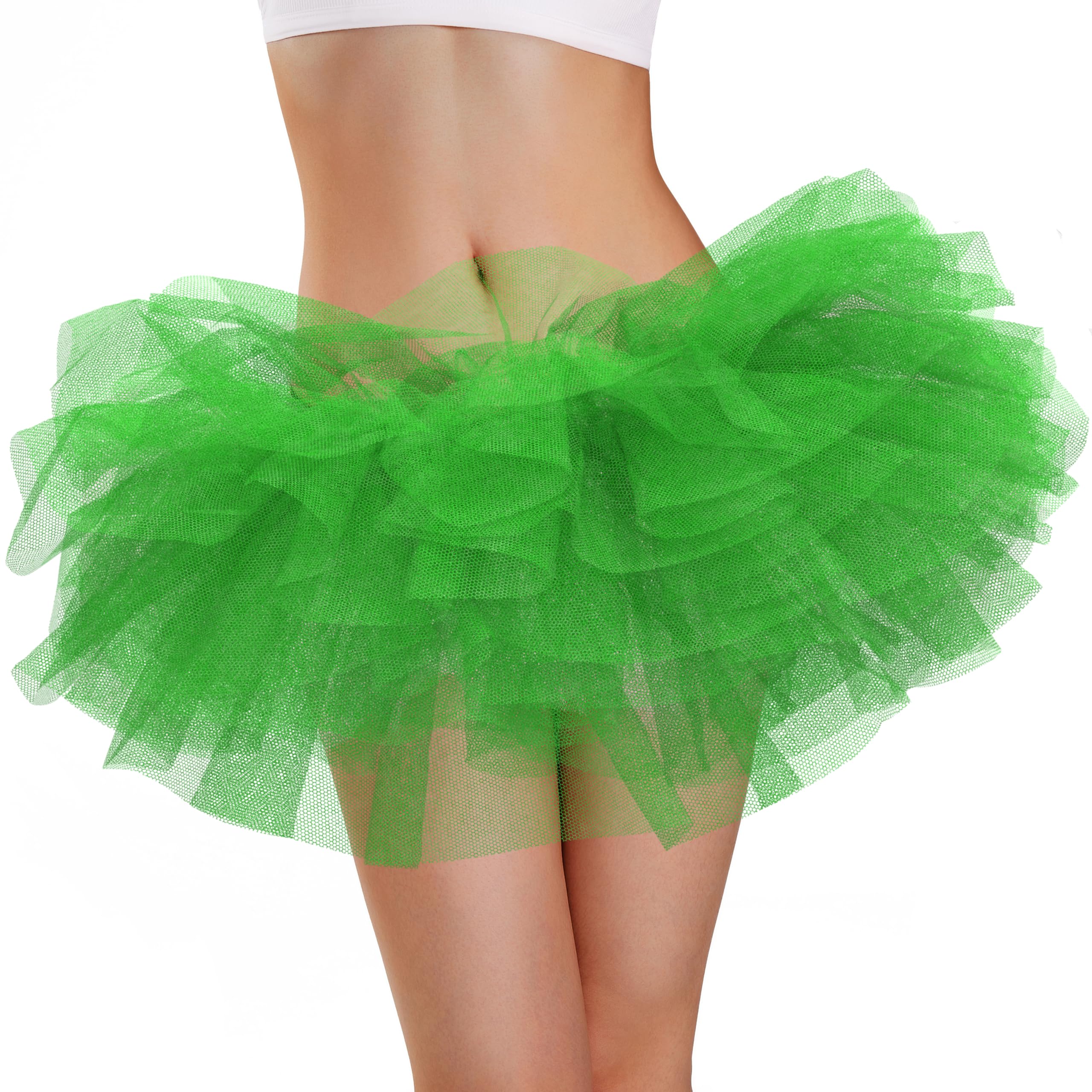 Phantomon Tutu Skirt Women's Teens Classic Elastic 5 Layered Tulle Ballet Skirt, 1950s Vintage Style Short Skirt, Adult Size