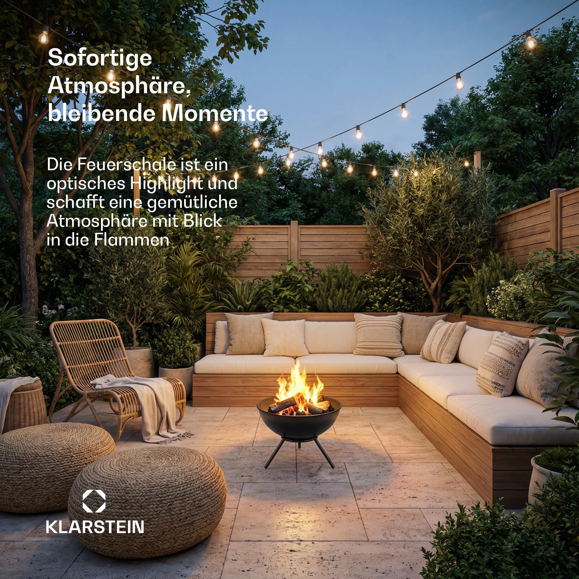 blumfeldt Feuerschale, Outdoor Feuerstelle – Stahl-Feuerschale mit kippbarem 2-in-1-Design, 3 mm Dicker Stahl, stabile Basis, Ascherost, Schürhaken & Regenschutz, 43 cm