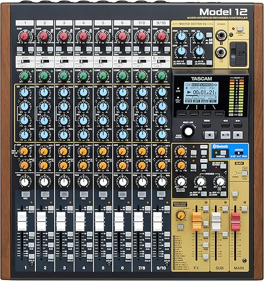 Tascam Model 12 All-in-One 12-track Digital Multitrack Mixing and Recording Studio, Mixer, USB Audio Interface and DAW Controller