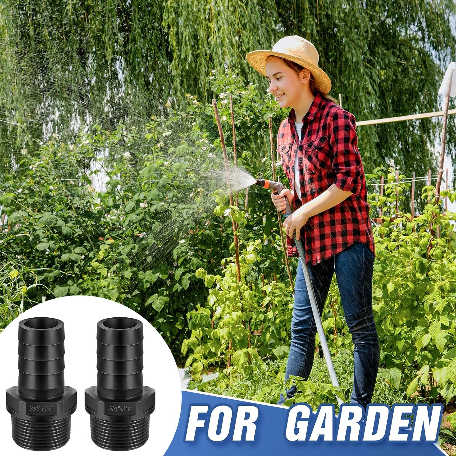 2 Pieces Pool PVC Fitting Tube Fitting Adapter Barbed Hose Fittings Barbed x NPT Male for Industrial Tube Portable Water Garden Kitchen Hose Swimming Pool Pump(3/4",Black,2 Pcs)