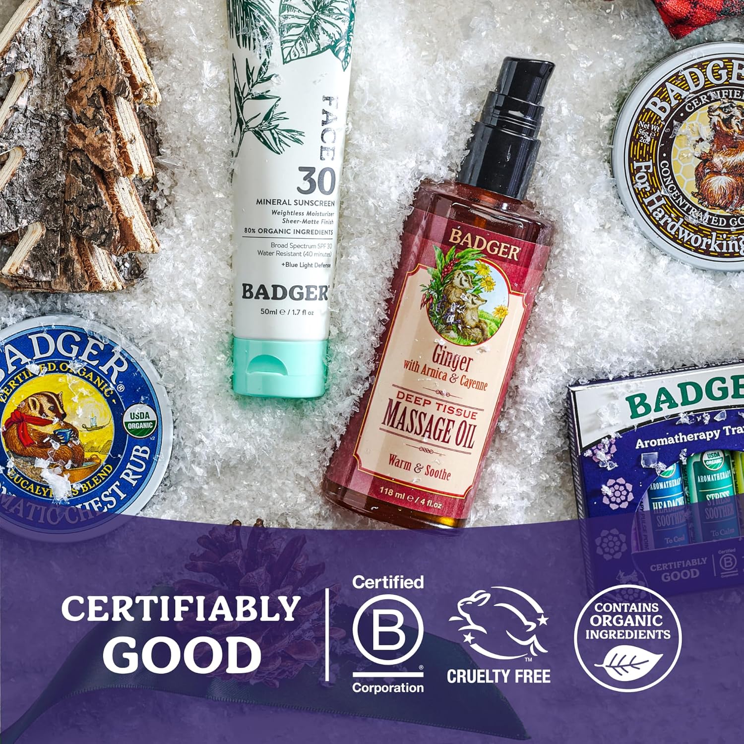 Badger Aromatic Chest Rub, 100% Organic Vaporub w/Eucalyptus & Lavender Essential Oils to Clear & Soothe, All-Natural Chest Congestion Relief for Adults & Kids, 2 oz Tin, 2-Pack
