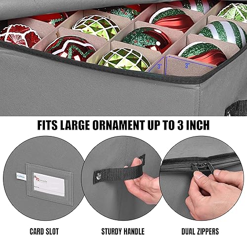 Miniatura 5 de Primode Caja de almacenamiento de adornos de Navidad 4 bandejas individuales de almacenamiento de Navidad se adapta a 64 bolas de decoración de