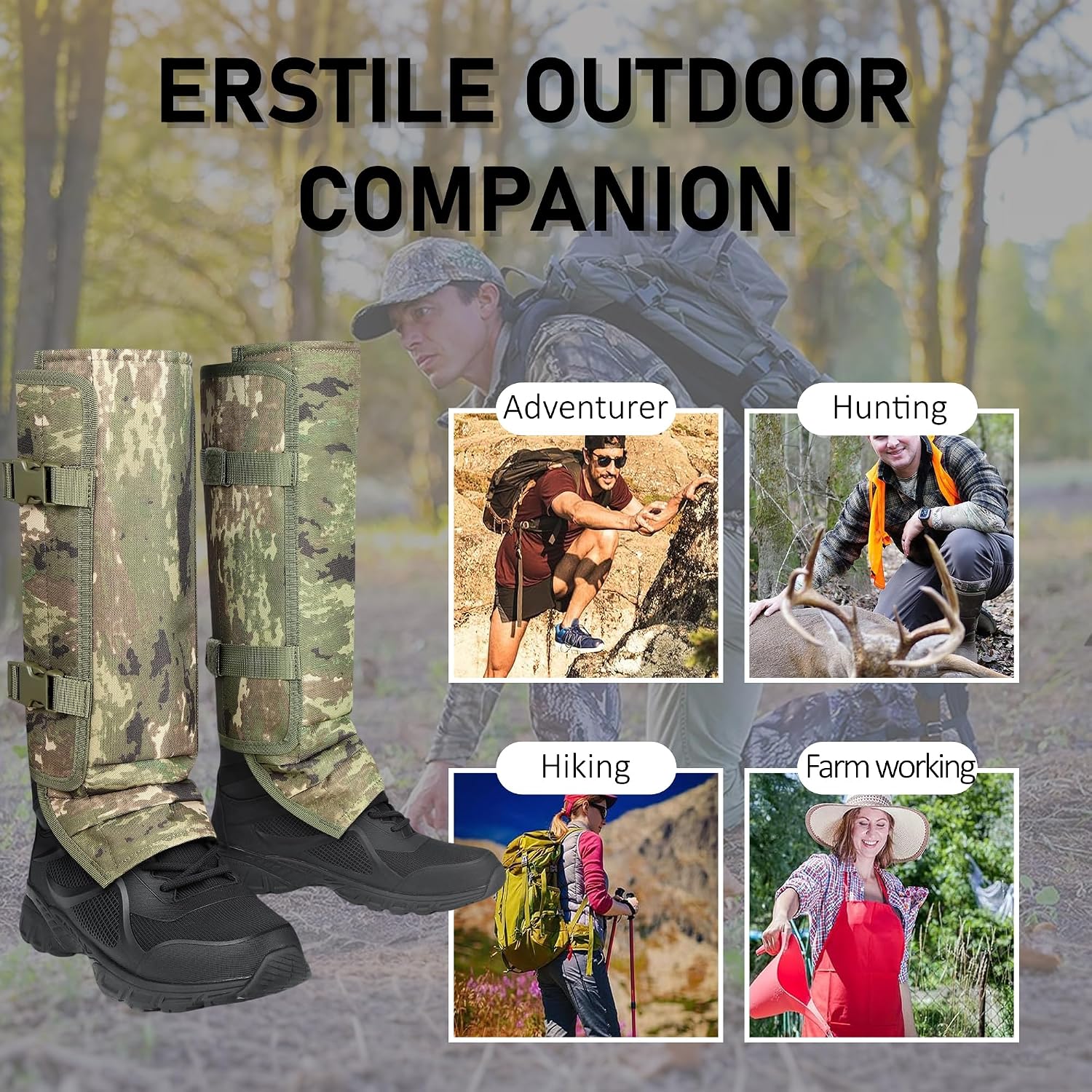 Snake Gaiters for Hunting Snake Bite Protective Gaiters Chaps for Hiking Camping Farm Working Waterproof Legs Guards