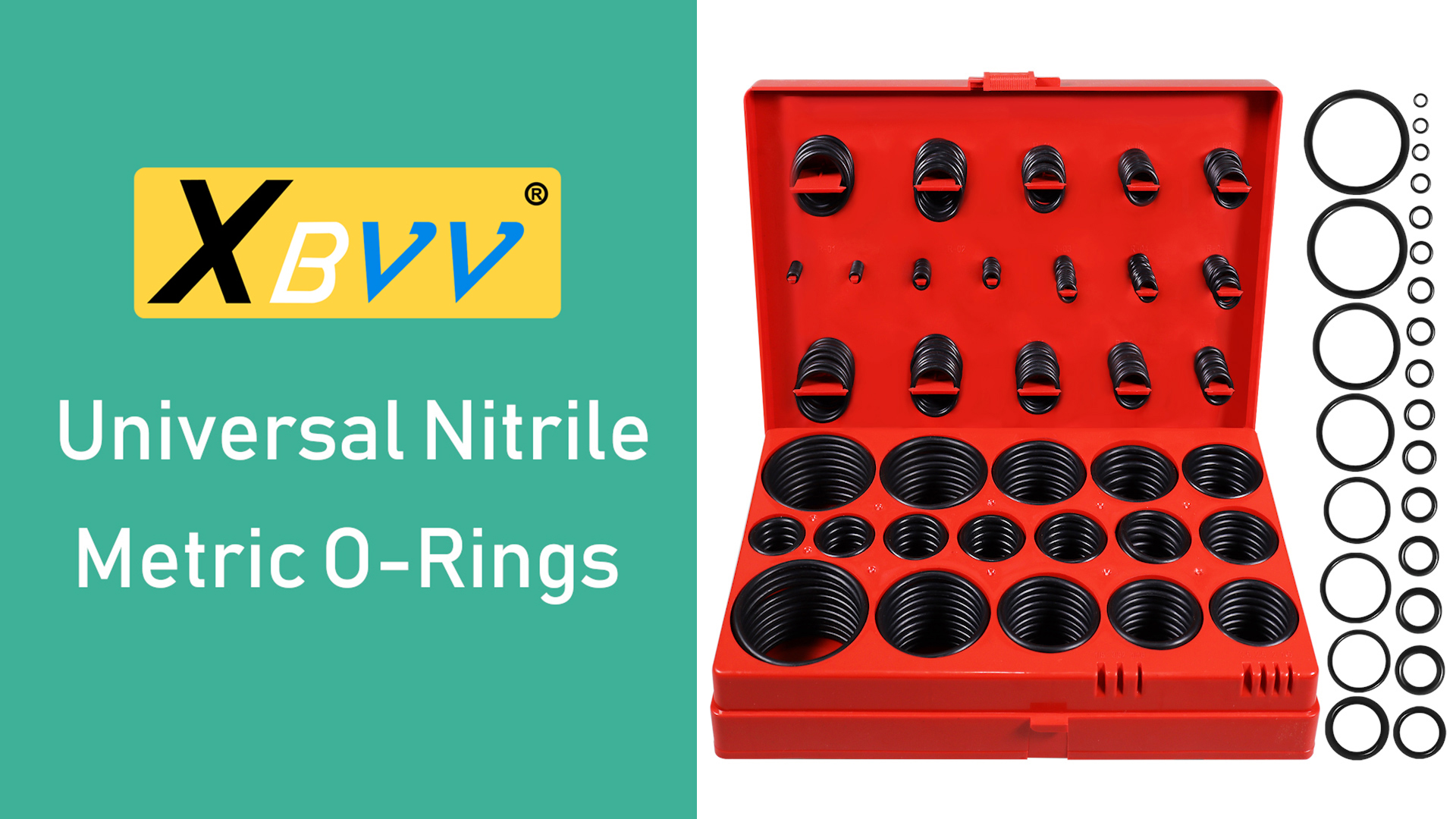 Image of XBVV 419 PCS Universal Metric O-Ring Kit,32 Sizes Buna-N 70A Rubber O Ring Assortment Set for Various Car Auto Faucet Plumbing Pressure Washer Air or Gas Sealing Repair Resist Oil and Heat