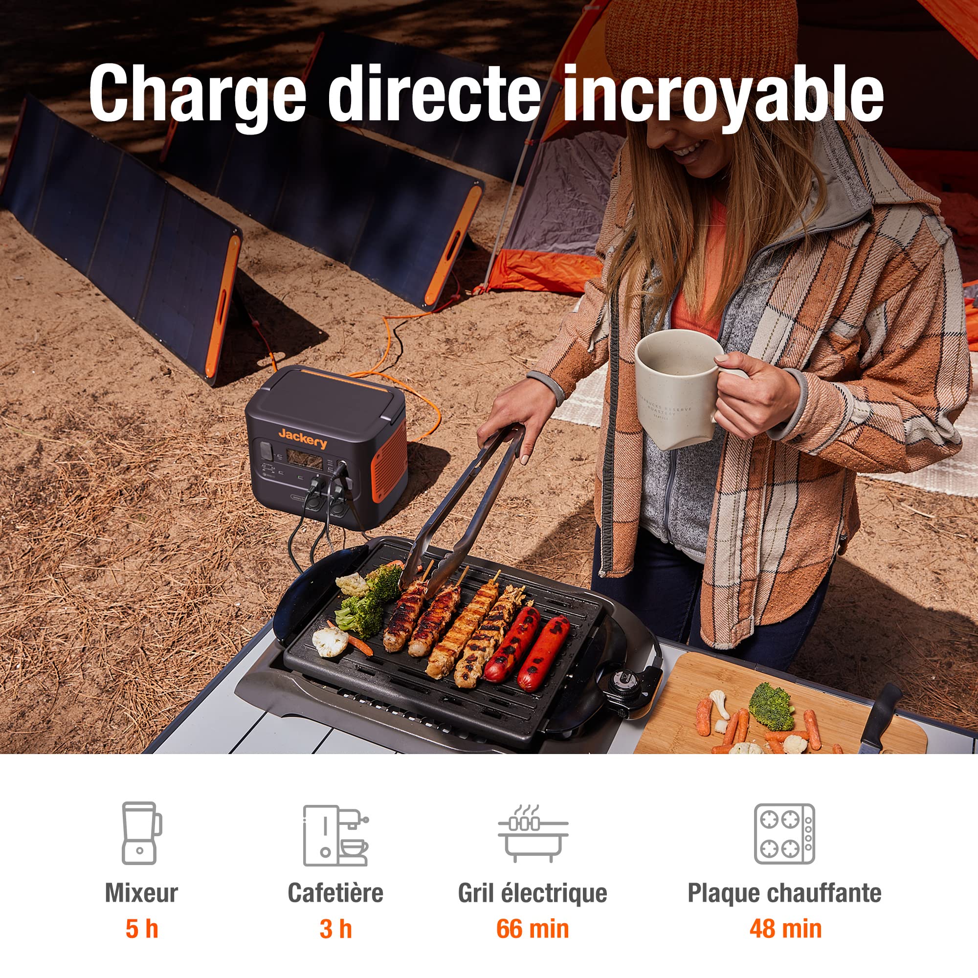 Jackery Générateur Solaire 2000 PRO 200 W, 2160 Wh avec SolarSaga 200, 2 Prises AC 230 V/2200 W Jackery Générateur Solaire 2000 PRO 200 W, 2160 Wh avec SolarSaga 200, 2 Prises AC 230 V/2200 W