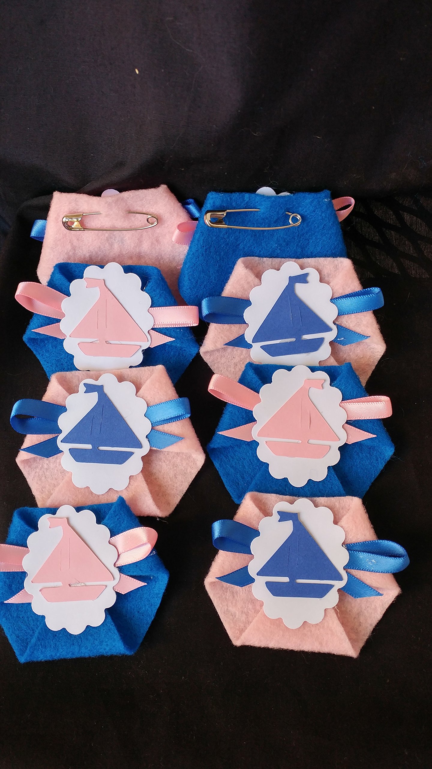 Baby Shower Game 24pack Dirty Diaper Game Blue Pink Sailor Boats Safety Pins Incl.