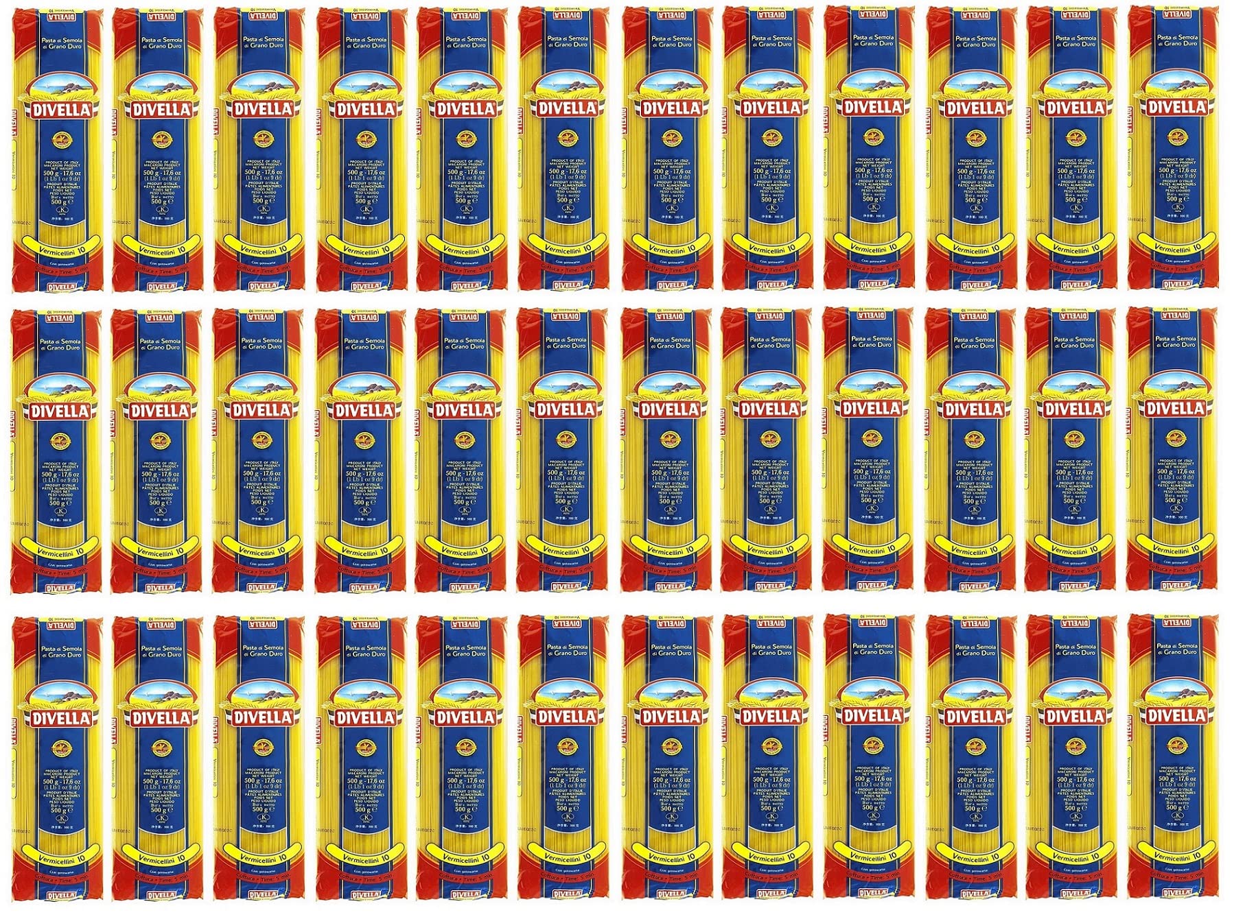 Divella Vermicellini n°10 - Pastas de sémola de trigo duro (36 unidades, 500 g)