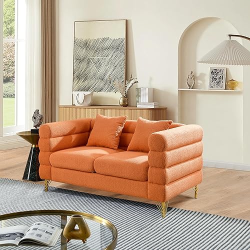 Miniatura 9 de mikibama Juego de sofá Teddy de lujo para sala de estar, muebles de decoración moderna, sofá seccional, sofá de 3 plazas y loveseat con 5 almohadas